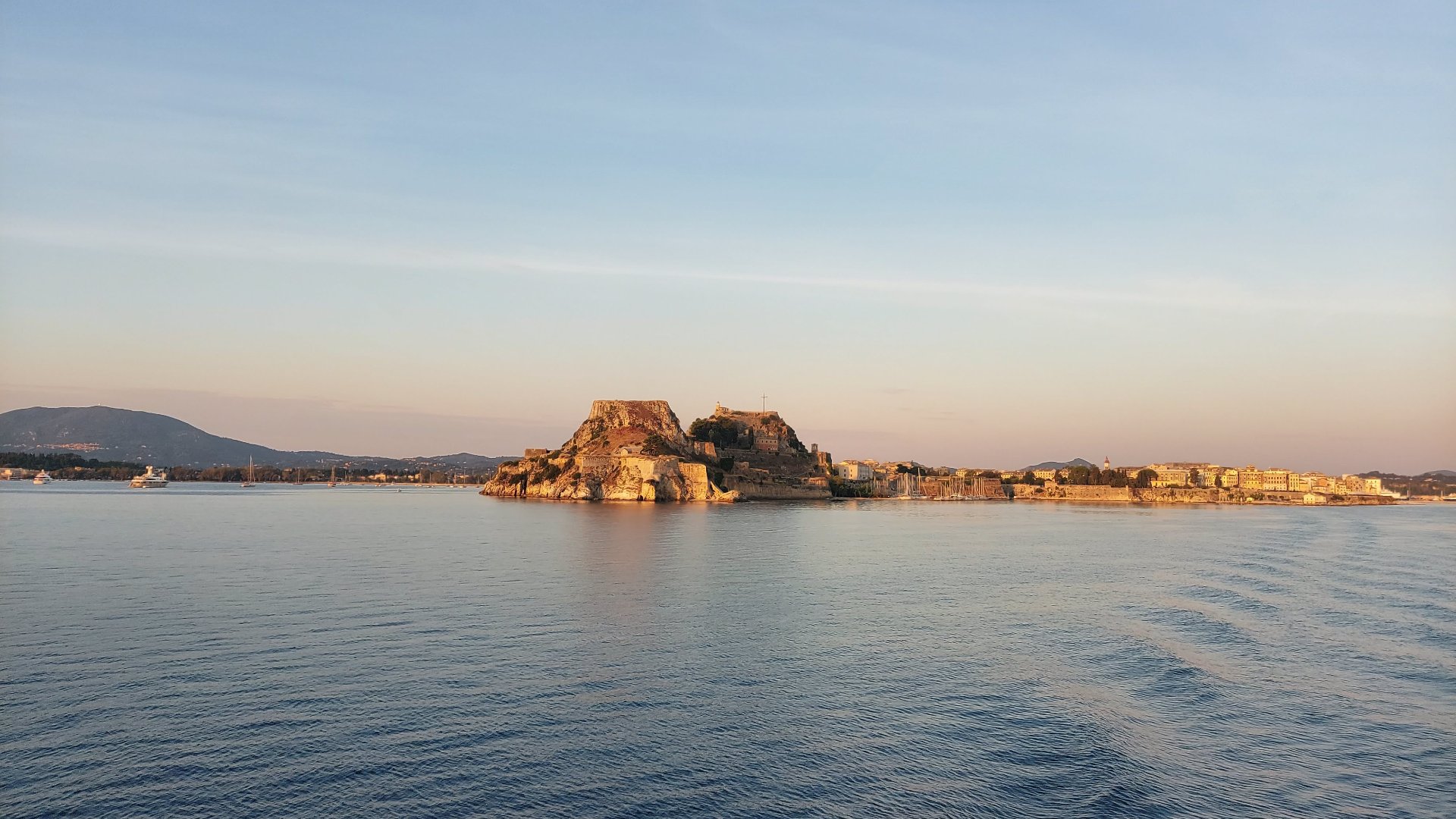 Corfu Old Fortress at sunset